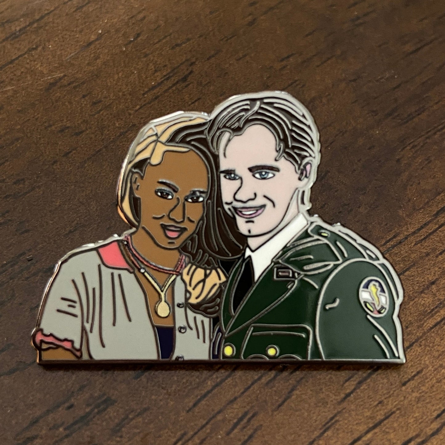 Shawn & Angela enamel pin
