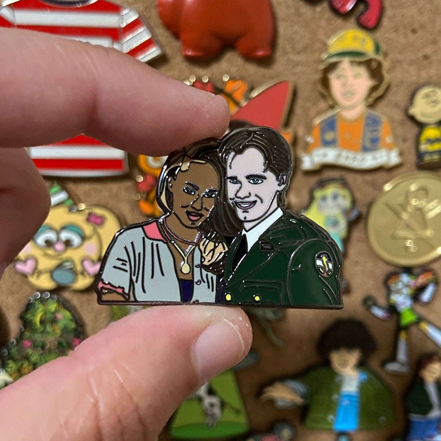 Shawn & Angela enamel pin